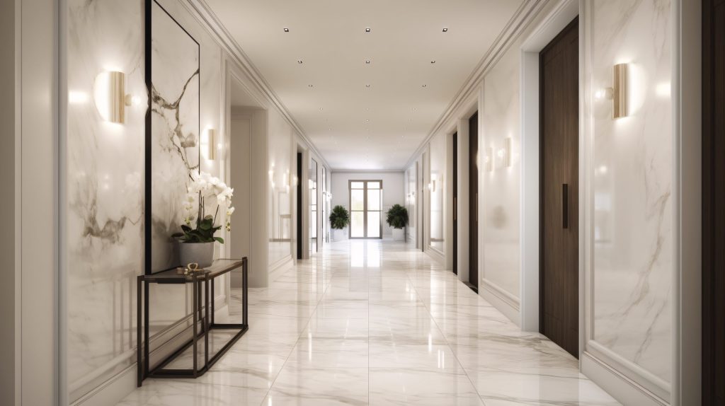 Fényes Stucco XXGloss falak folyosón